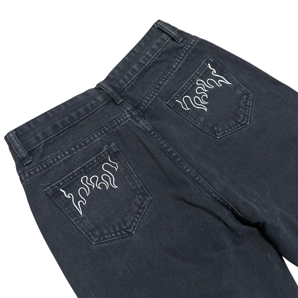 Black wide leg baggy distressed jeans